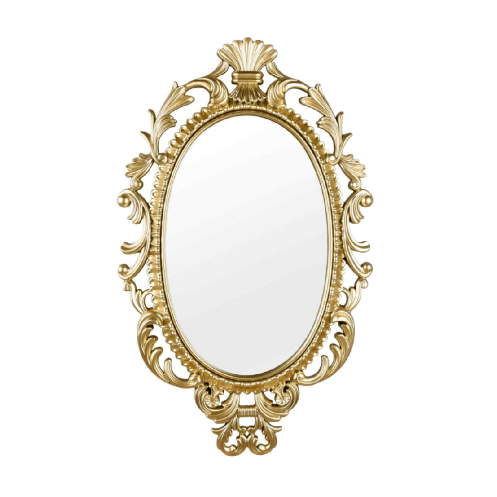 Miroir ovale orné avec cadre doré