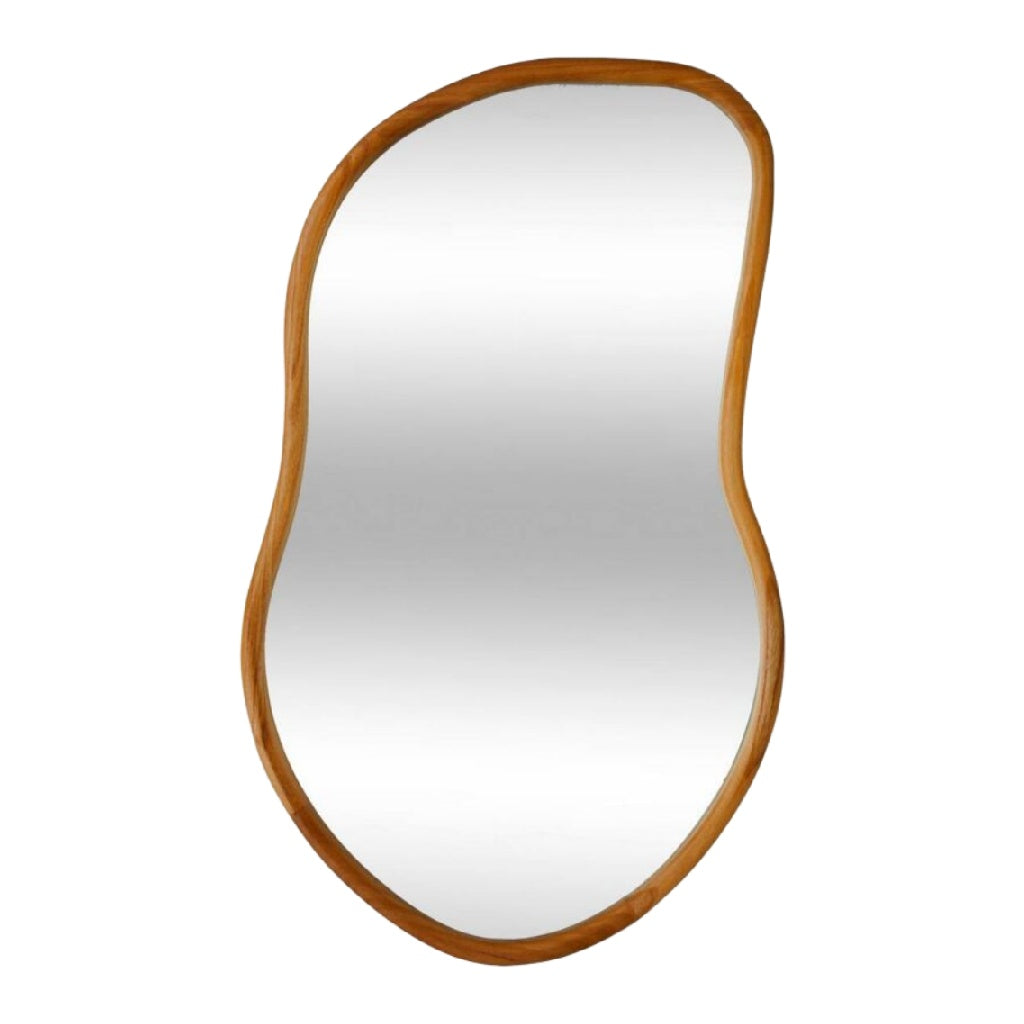 Miroir de forme organique avec cadre en bois