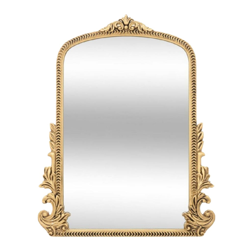 Miroir rectangulaire orné avec cadre baroque doré