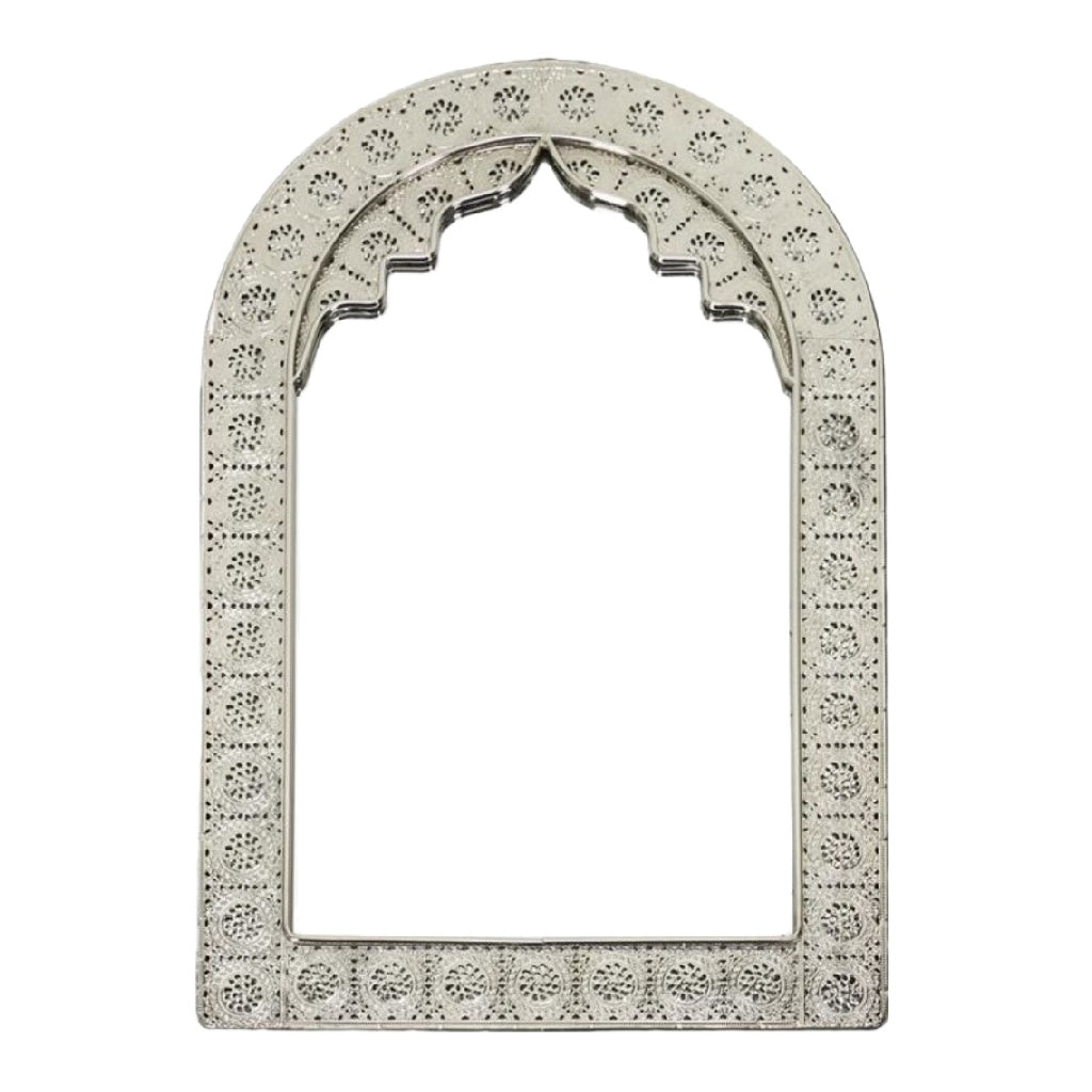 Miroir décoratif avec cadre en métal argenté